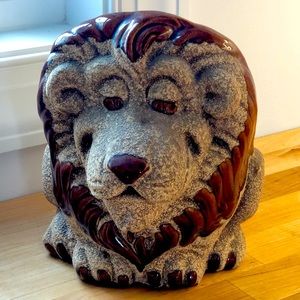 Royal Haeger Lion Planter- Vintage Brown Glaze Pottery